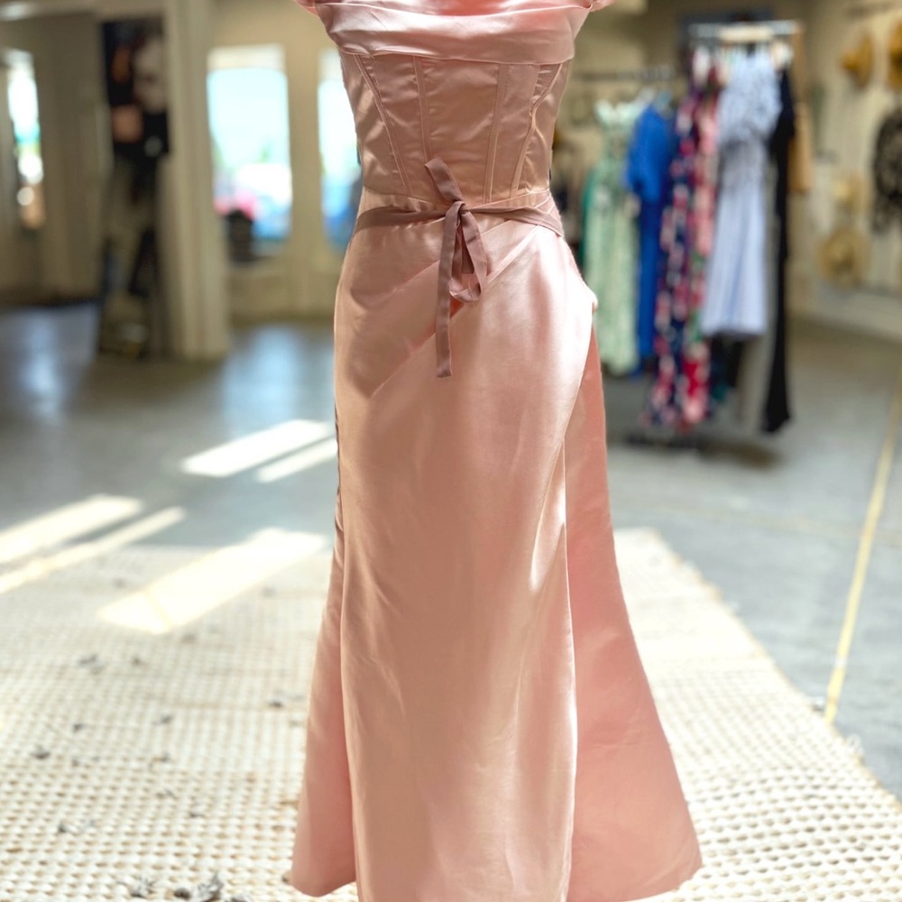 Strapless Satin Gown in Blush Pink